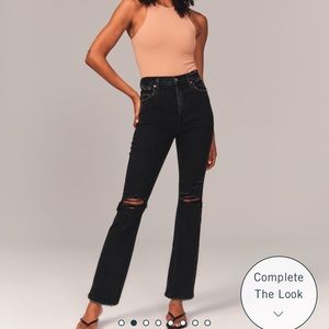 Abercrombie Ultra High Rise Ankle Straight Jeans- washed black